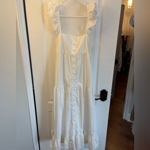 En Saison Cream Button-Front Maxi Dress with Lace Straps
